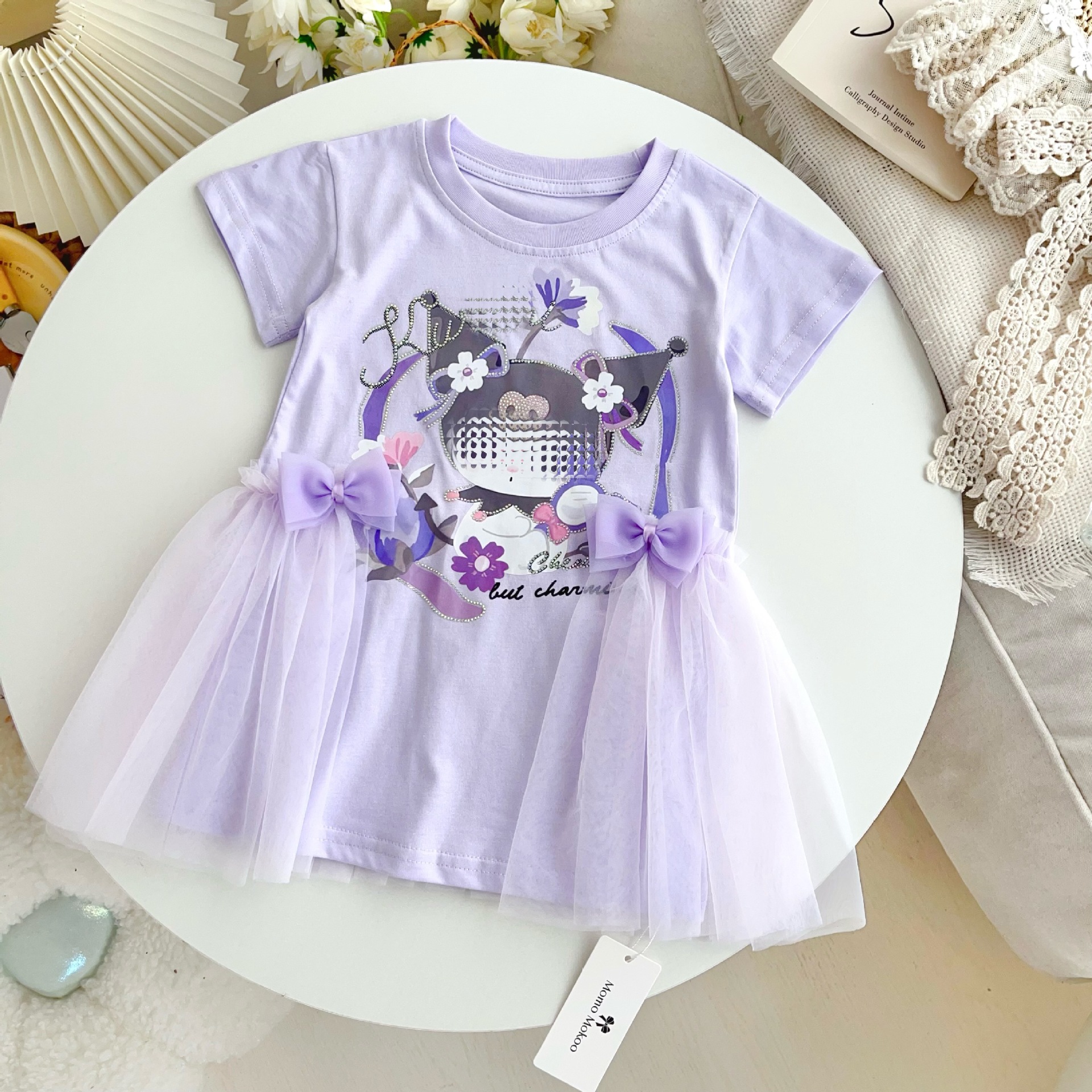 【100％纯棉】夏季新款女童连衣裙网纱公主裙烫钻闪闪可爱小童裙详情8