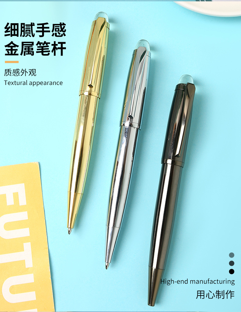 Metal pen, crystal tip ballpoint pen, electroplated colored metal ballpoint pen, office pen pic 4