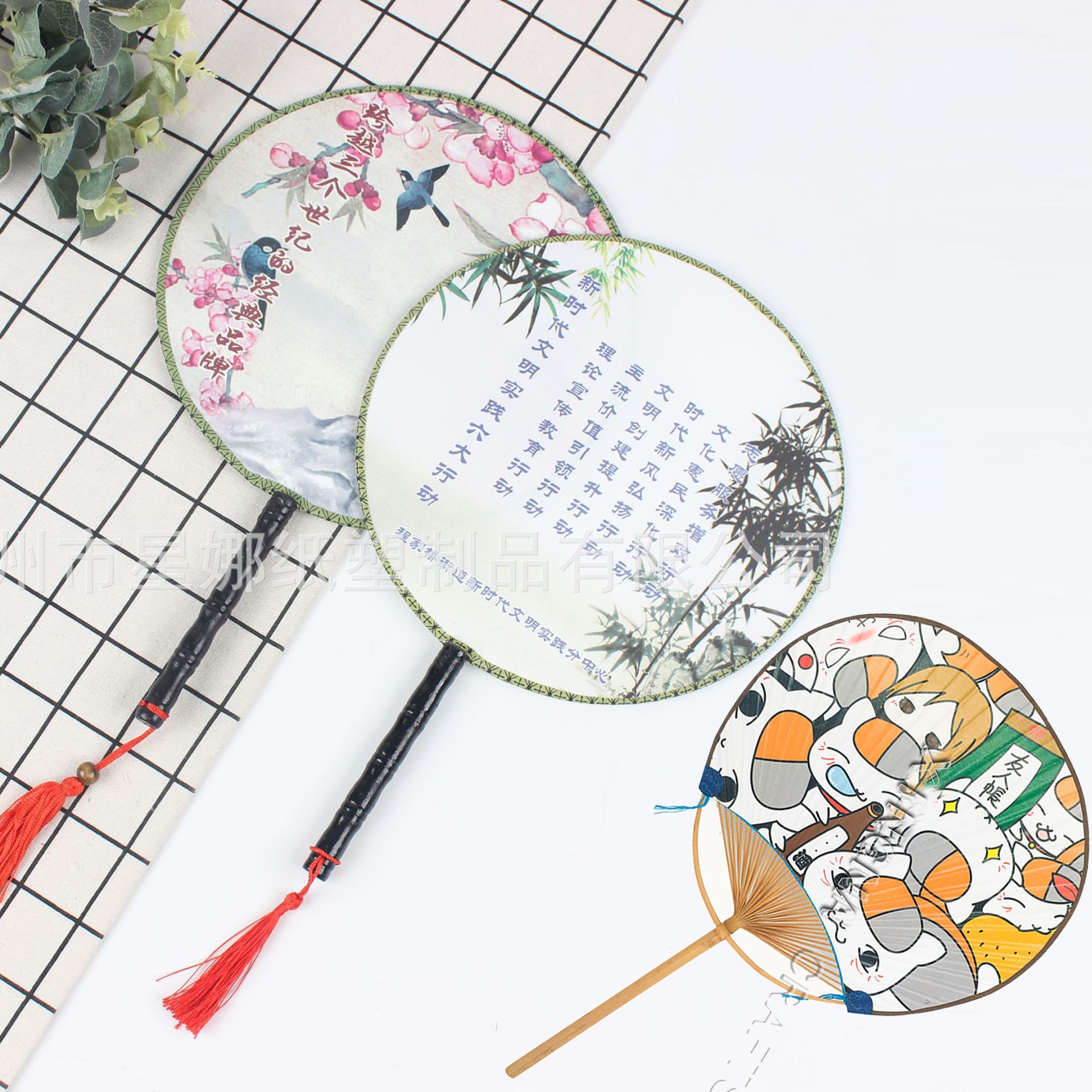 古风扇子企业团扇圆扇中国风蒲扇汉服刺绣宫廷团扇直供详情4