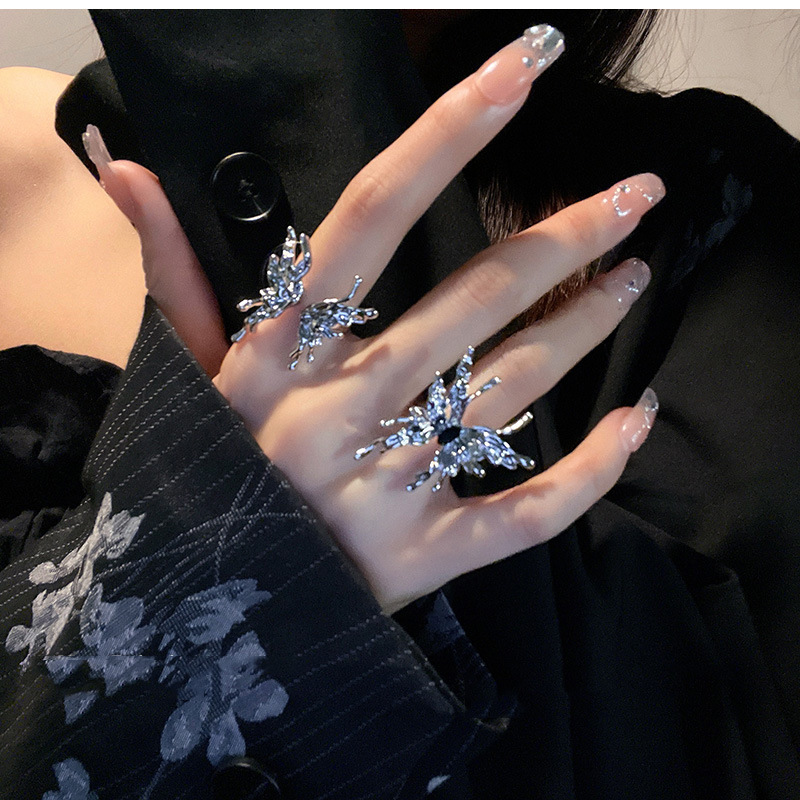 液态小众设计师高级感蝴蝶开口戒指女ins潮冷淡风时尚个性食指戒详情8