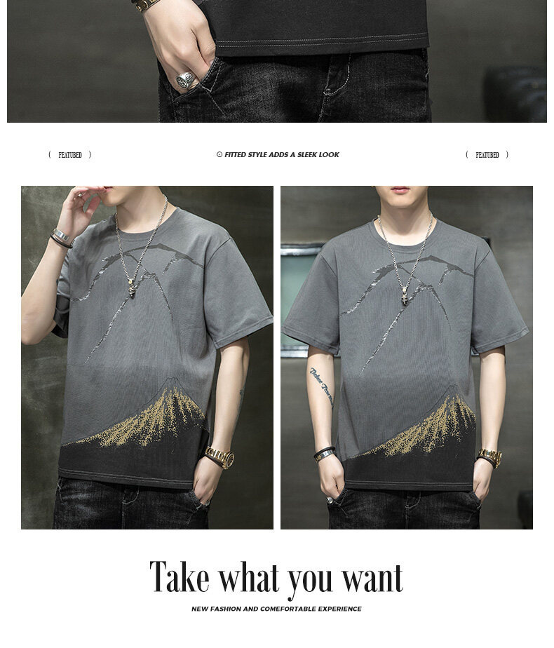 短袖t恤男士夏季新款潮牌ins休闲半袖体恤衫火山岩印花男装上衣服详情25