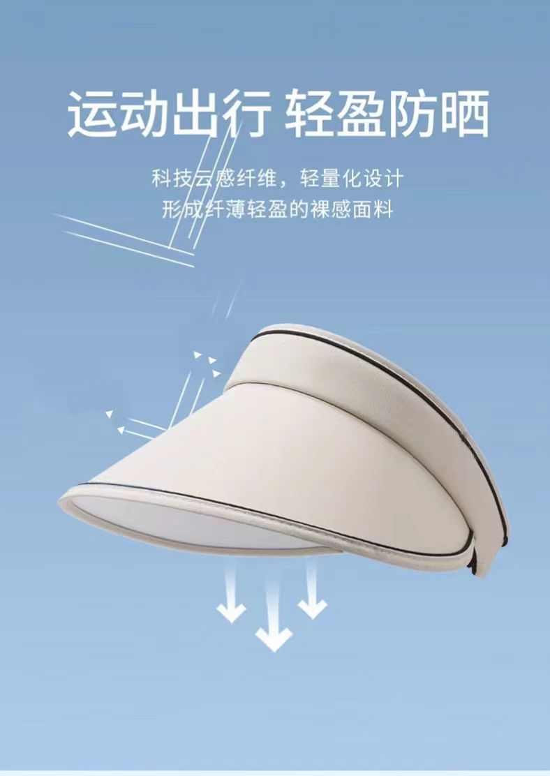 网红大帽檐防紫外线遮脸遮阳帽户外太阳帽子夏季新款空顶防晒帽女详情2