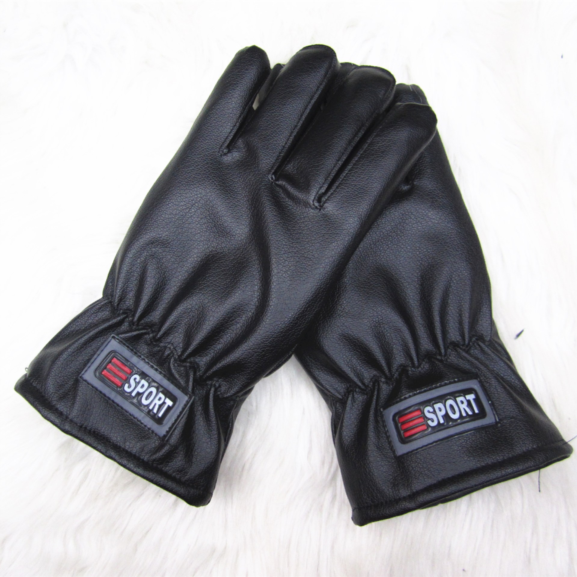 Cross-border PU gloves, adult sheepskin texture with fleece, winter windproof three-dimensional outdoor cycling warm leather gloves pic 11
