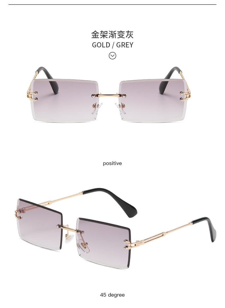 New frameless trimmed square gradient ocean sunglasses, European and American fashion, Instagram-popular street style sunglasses pic 26