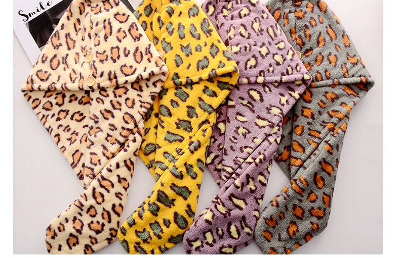 批发珊瑚绒豹纹干发帽速干帽强吸水加厚双层速干毛巾浴帽包头巾详情26