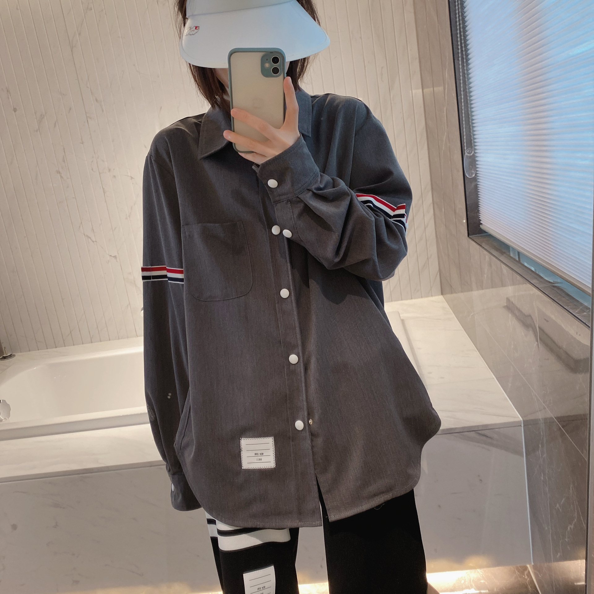 TB casual trendy brand poplin slim-fit solid white shirts for men and women, Oxford fabric shirts for women with long sleeves pic 11