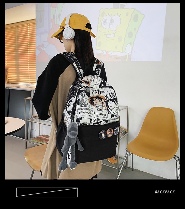 2023新款书包大容量时尚百搭双肩包初高中生情侣简约校园风双肩包详情8