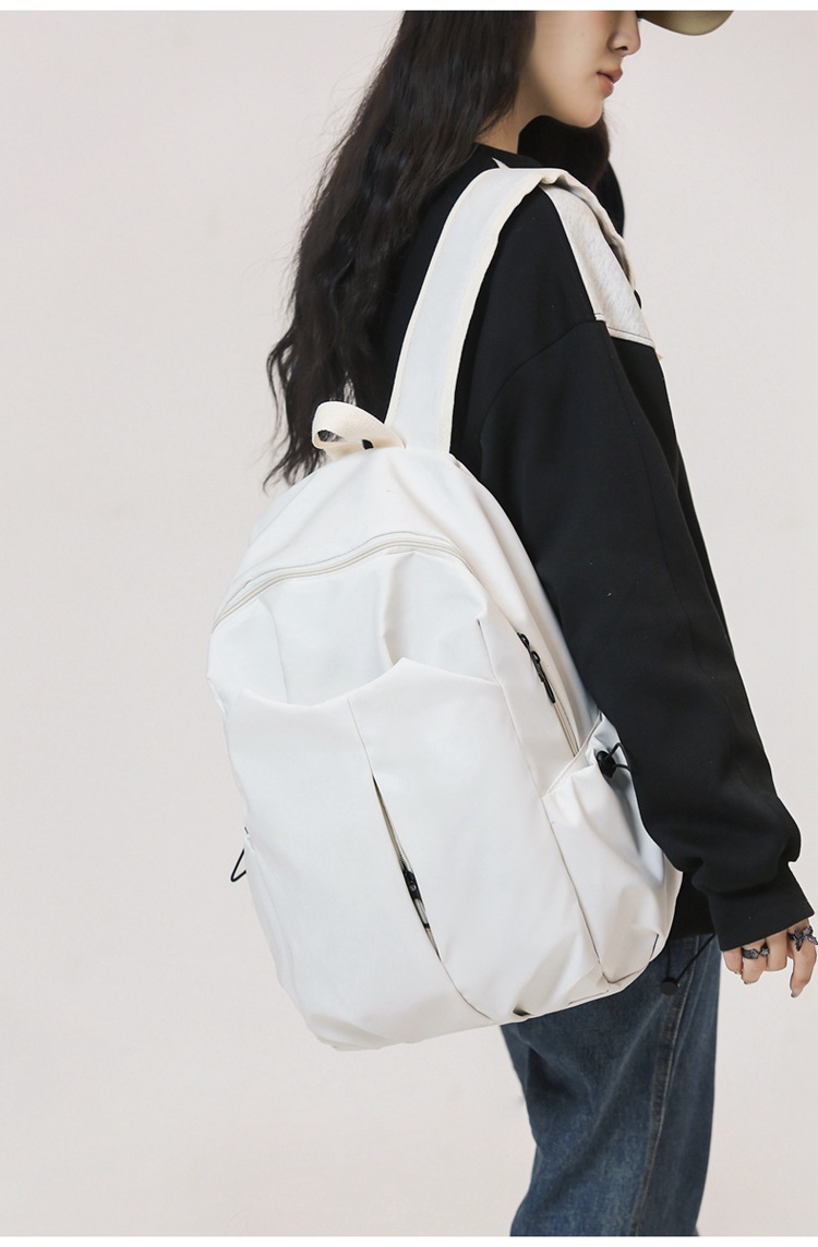 2024新款大容量纯色简约百搭时尚初高中生电脑包大学生双肩背包详情15