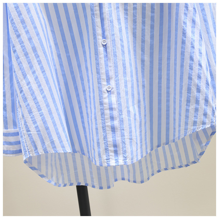 2025春夏新款长袖衬衫女时尚休闲竖条纹韩版宽松衬衣女外穿详情24