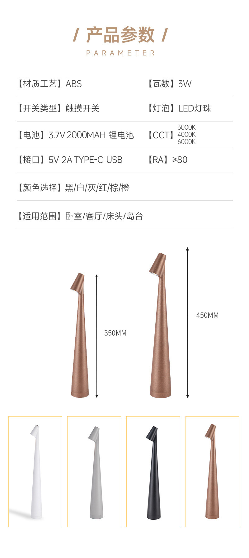 Cross-border bestseller, high-rich and handsome charging desk lamp, high-end creative bedside decoration night light, desktop ambient light pic 4