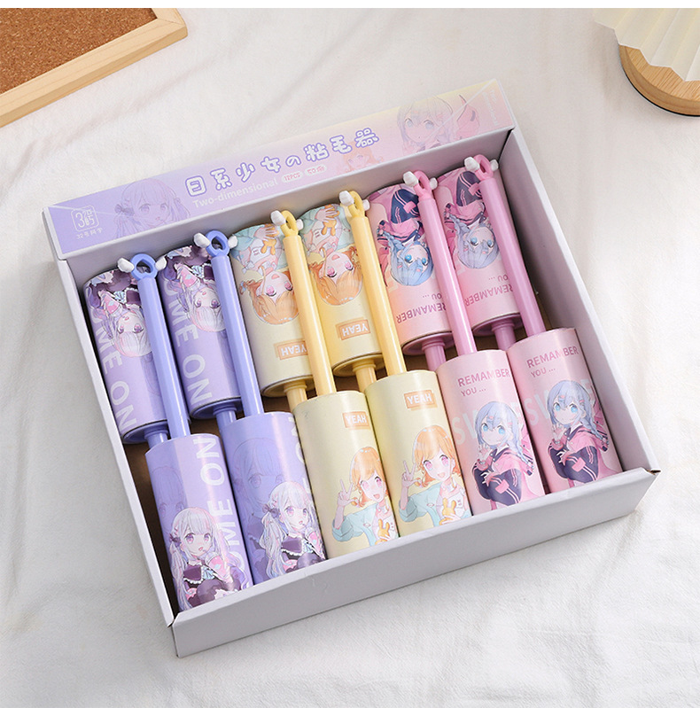 Cartoon Japanese-style girl hair remover 50, tear off the cute girl heart hair remover, brush clothes, pet hair, hair remover roller pic 10