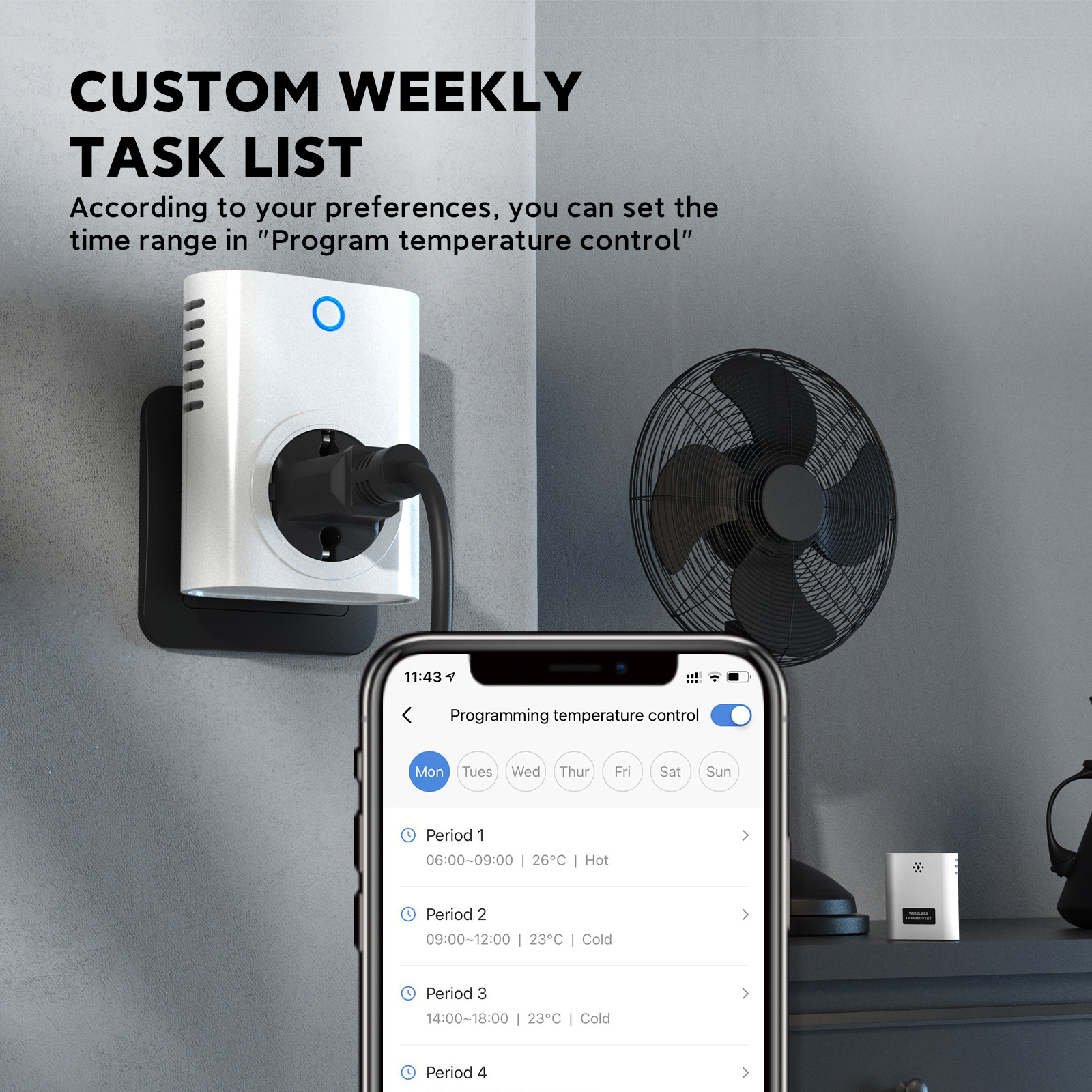 WiFi smart temperature-controlled electricity meter socket temperature control and electricity consumption statistics function pic 5