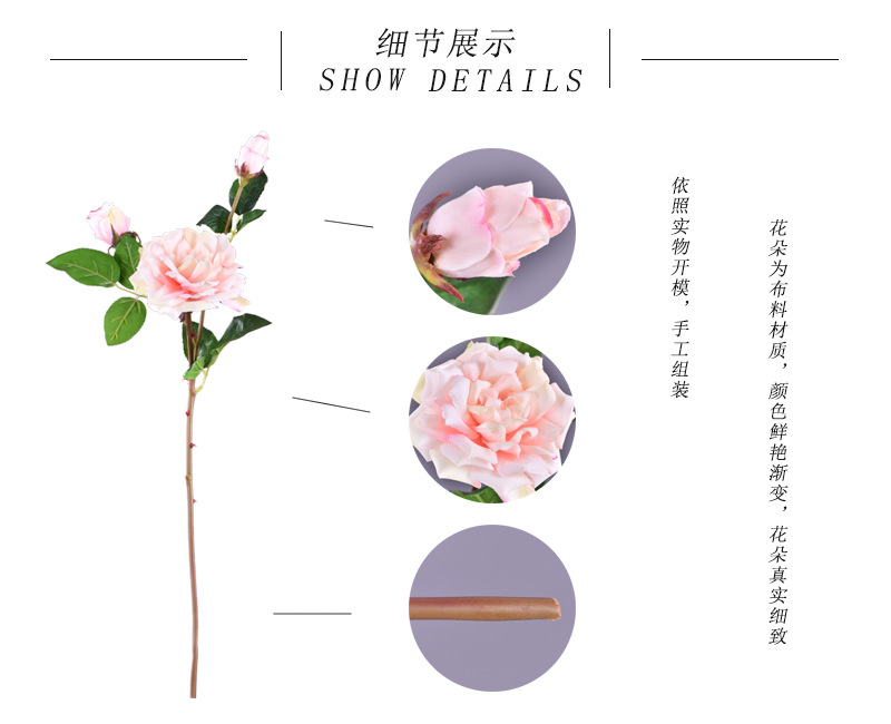 Lanjin wholesale artificial flowers 3-head roses, wedding and home silk flowers, high-end decorative artificial flowers, hand-held roses, multi-head roses pic 8