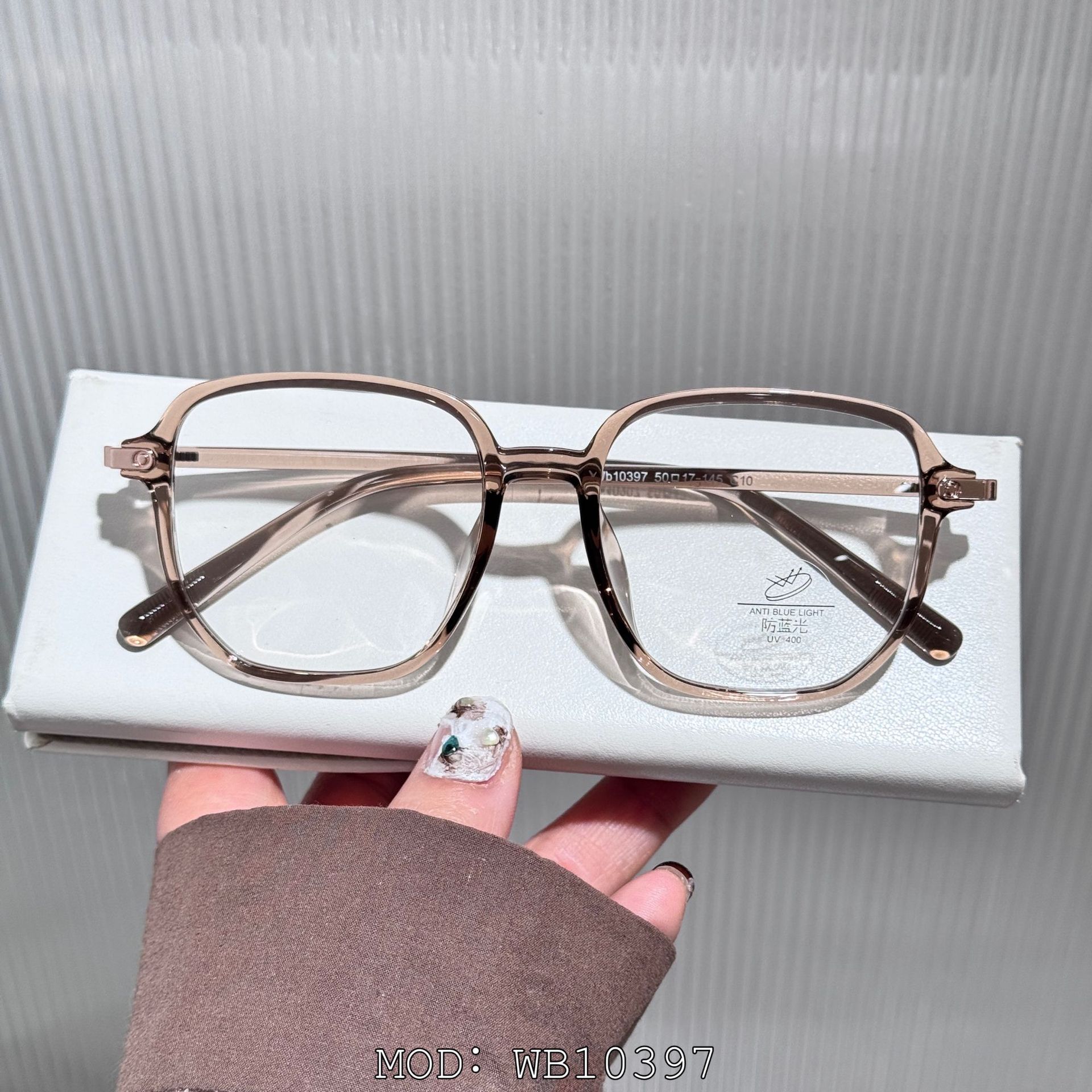 TR90防蓝光网红方框显脸小素颜眼镜架小红书同款茶色百搭批发详情9