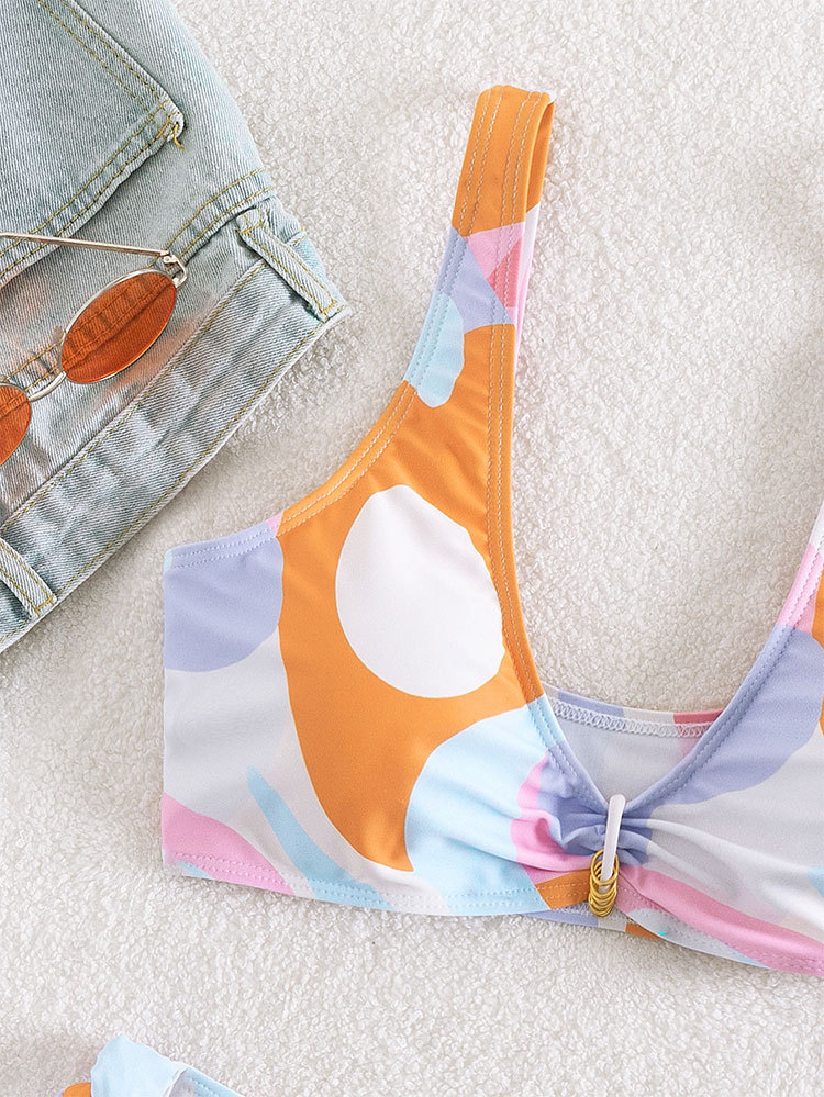 New European and American full-body printed swimming suits, sexy beach V-neck lace-up swimsuits pic 7