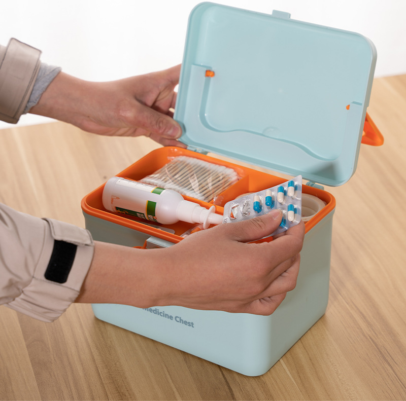 Family double-layer medicine box, large-capacity medicine box, emergency medical care and medical storage, plastic medicine box storage box pic 12