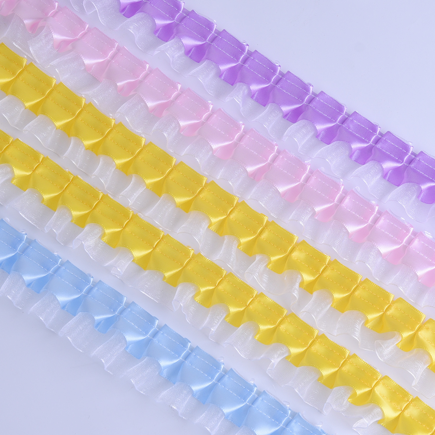 4cm雪纱带褶皱花边 手工diy服装辅料 蕾丝丝带抽皱裙摆窗帘配件详情1