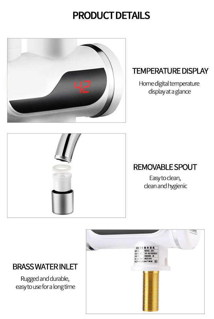 Household kitchen vegetable washing instant hot water faucet, quick heating, unique display, cold and hot dual-purpose, energy-saving electric hot water faucet pic 37