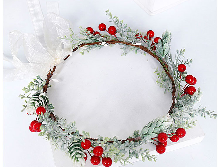 New best-selling Christmas wreath, red berry simulation wreath headband, wedding, travel, commemorative holiday headwear pic 11