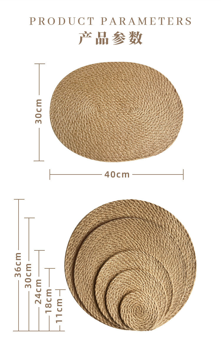 Chao Du coarse jute heat insulation pad, ins style semi-hand-woven, fashionable, simple and elegant, high-end placemats, linen heat-resistant plate pads, household heat-resistant clay pot pads, placemats, coasters, heat insulation pads pic 3
