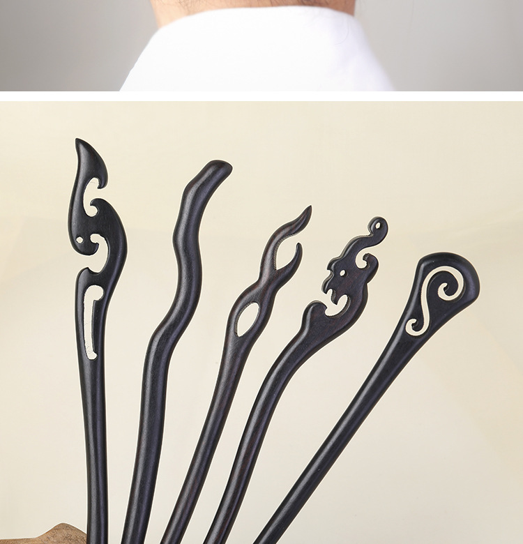 黑檀木发簪古风簪子绿檀木簪 高级感新中式盘发头饰木质发钗批发详情6