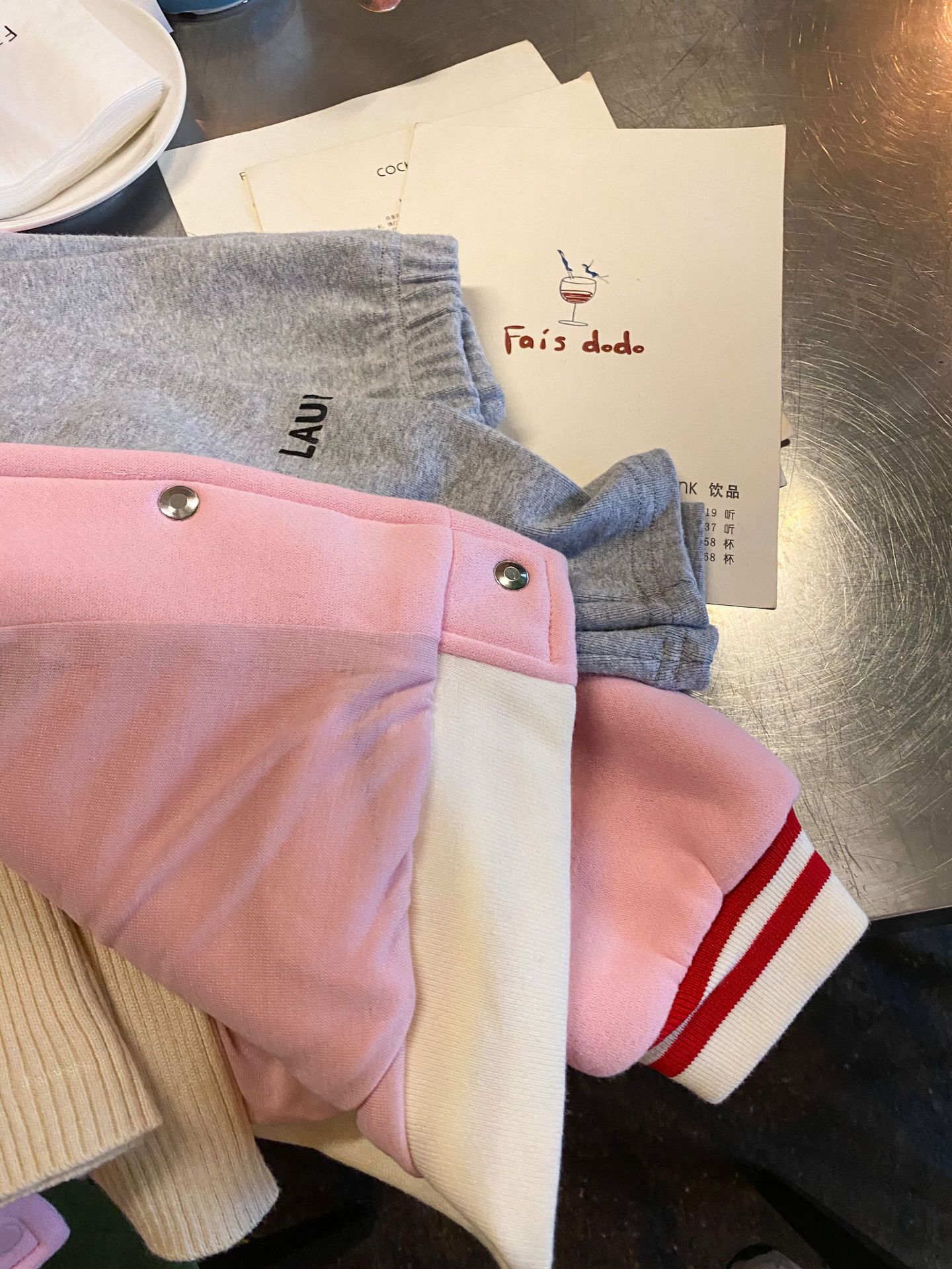 TCkids2022AW Autumn/Winter Edition fleece thickened embroidered label pink baseball jacket pic 5