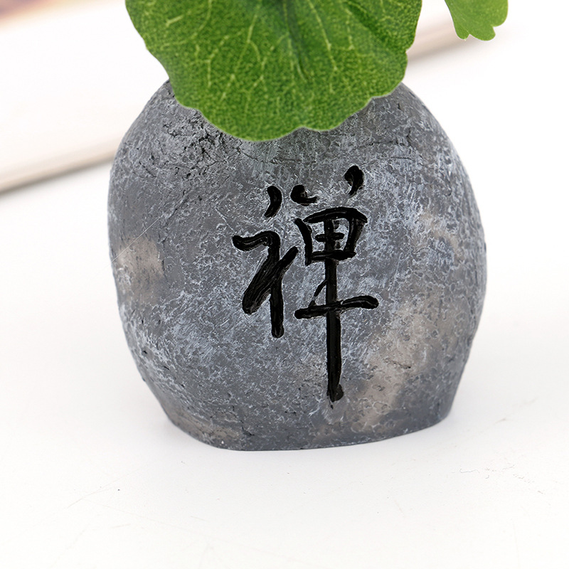 跨境禅意小石头盆栽车载摆件配饰新款中式书房桌面树脂工艺品装饰详情7