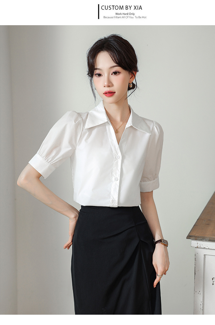 A niche chiffon shirt and top for summer 2024, a new short-sleeved shirt for women with a French style that makes them look slimmer pic 24