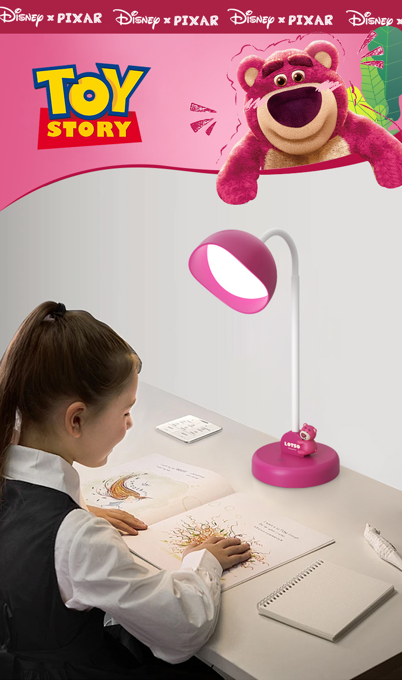 Officially authorized desktop learning and reading lamp, a student-specific eye-protecting strawberry bear cute cartoon desk lamp pic 4