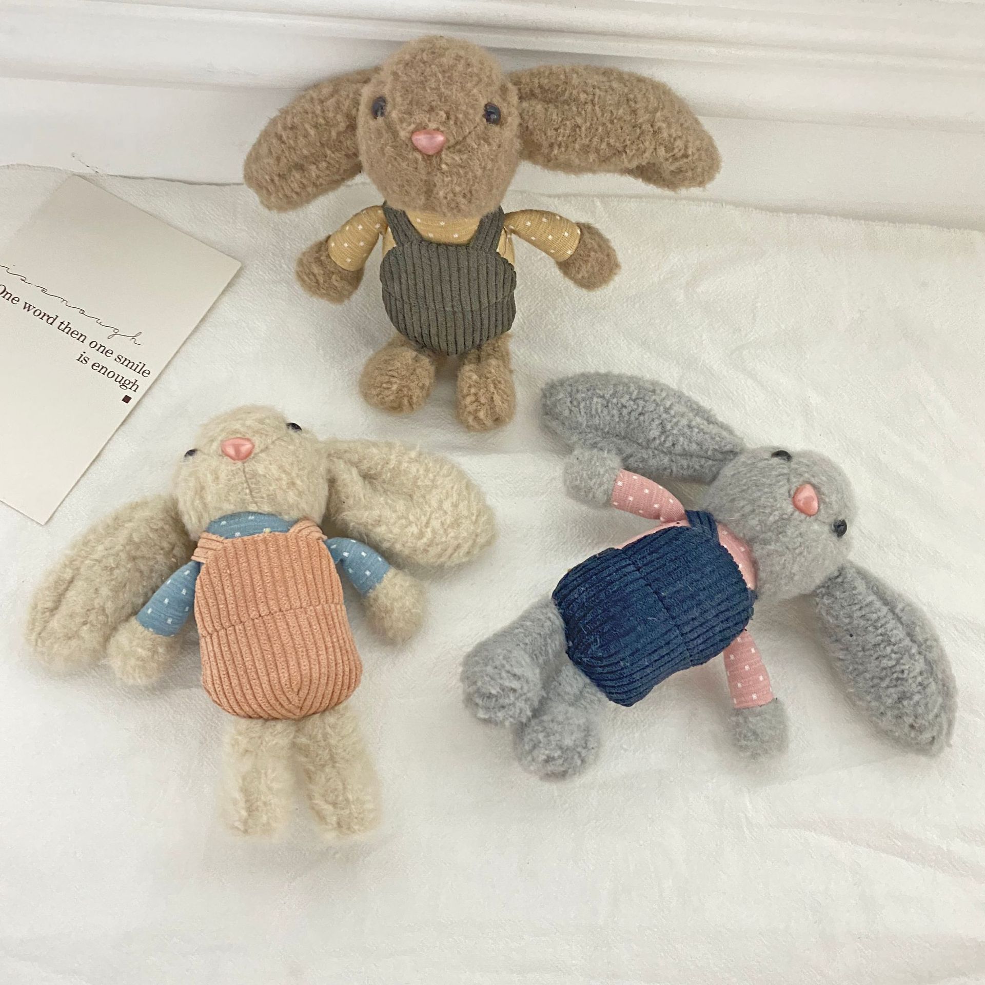 Cartoon plush rabbit pendant strap, cute and soft rabbit keychain pendant, figurine backpack decoration pendant pic 1