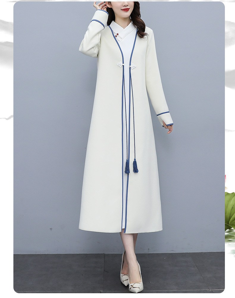 Retro woolen coat for women, mid-length, autumn and winter 2021 new style Chinese style, elegant and loose, slimming overcoat pic 9