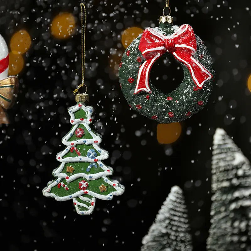 皮卡车圣诞装饰商场活动批发挂件吊饰truck with a snowman and a详情6