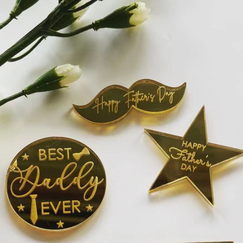 跨境ins风父亲节爸爸生日纸杯蛋糕装饰圆形打标亚克力蛋糕装饰详情13