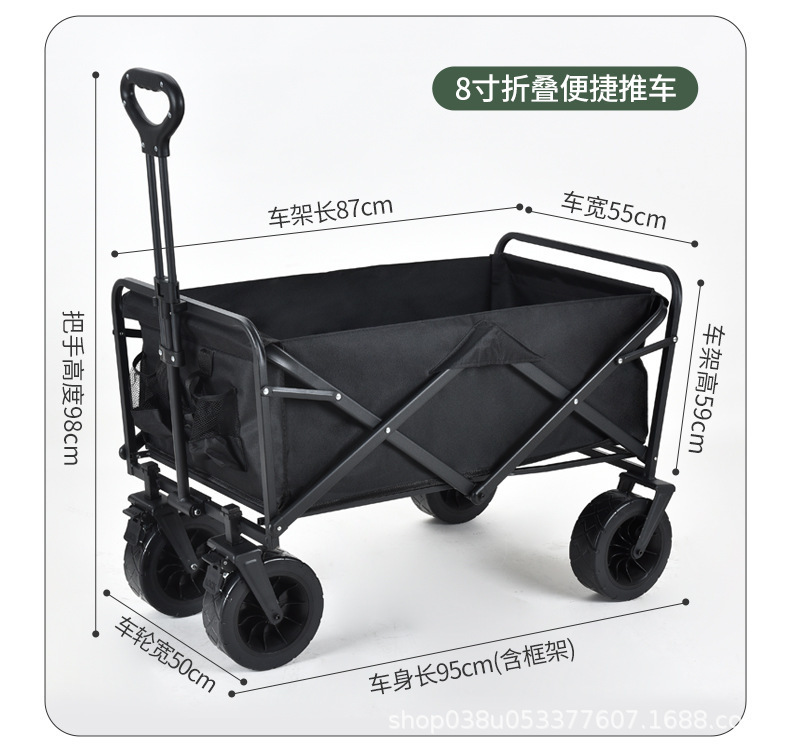 Zhouyue camping cart, outdoor campsite cart, foldable camping trailer, handcart, picnic trolley, oversized trolley pic 14