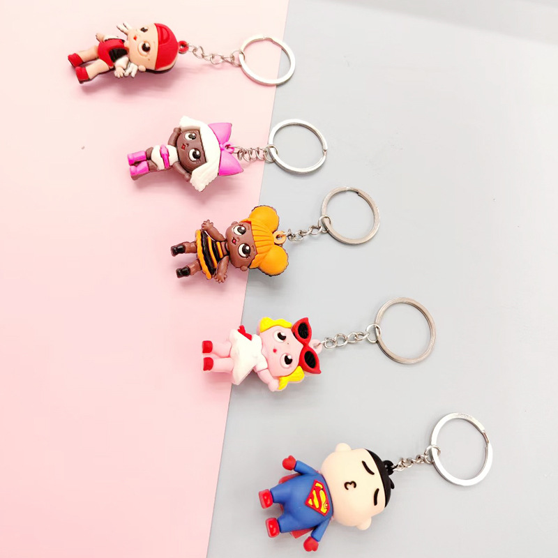 厂家直销可爱卡通立体公仔造型PVC钥匙扣软胶挂件详情5