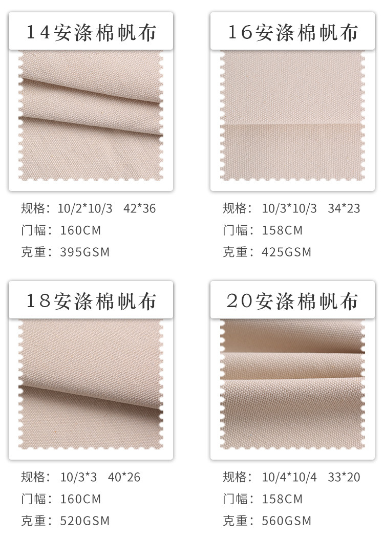 Wholesale of 5-ampere, 6-ampere, 8-ampere, 12-ampere, 16-ampere and 20-ampere polyester-cotton canvas fabric, dyed canvas bags and coarse canvas fabric pic 18