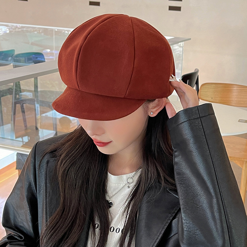 Otoño-invierno 2022 gorra de octagón niño japonés artes y artes sombrero de periódico versátil Señora Inglesa lengua de pato pintor boina pic 26