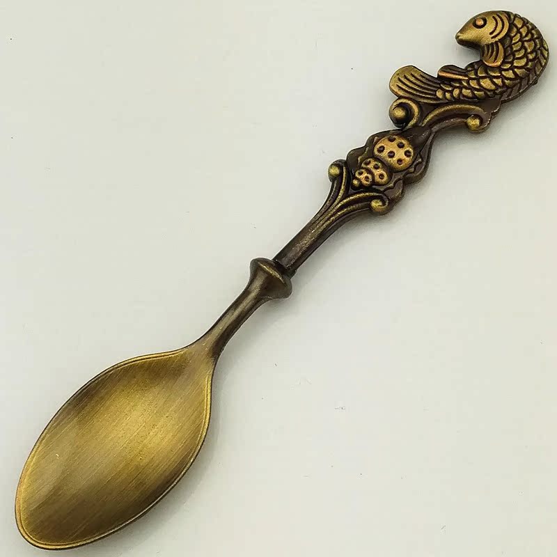 Creative, fashionable and retro coffee spoon, three-dimensional conch, shell and carp, and gold, silver and copper dessert spoon jyv01 pic 37