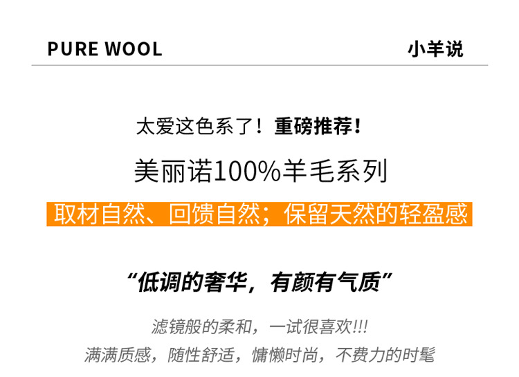 2023年秋冬新款韩版女士纯羊毛圆领卷边长袖纯色套头打底羊毛衫详情3