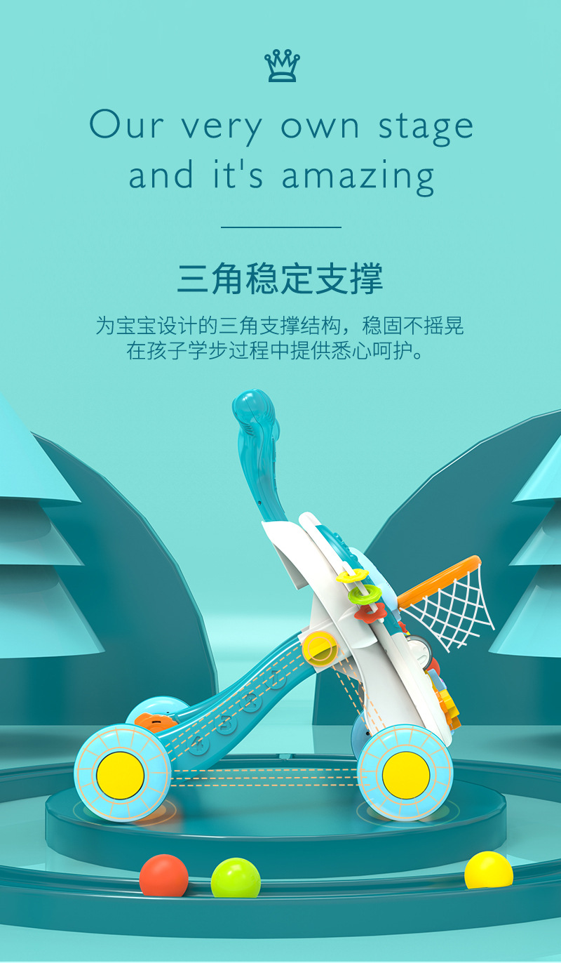 Baby stroller toy, anti-rollover, multi-functional anti-O-shaped leg, 0-36 months old, learning to walk, baby walker pic 5