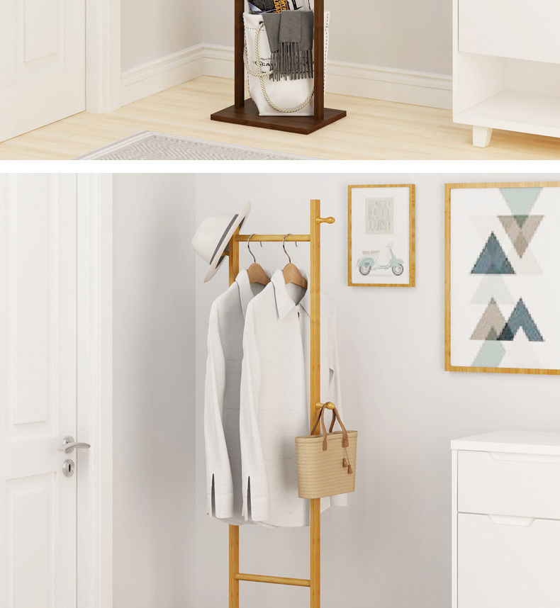 落地衣帽架实木简约现代卧室挂衣架多功能家用衣服架子客厅置物架详情13