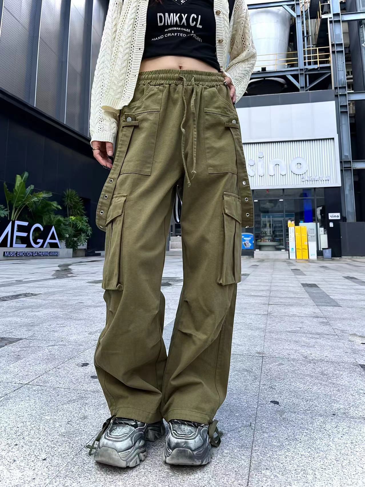2023 Petite and hot girl high-waisted long retro work pants for women, autumn straight-leg long pants, black casual pants for women pic 3