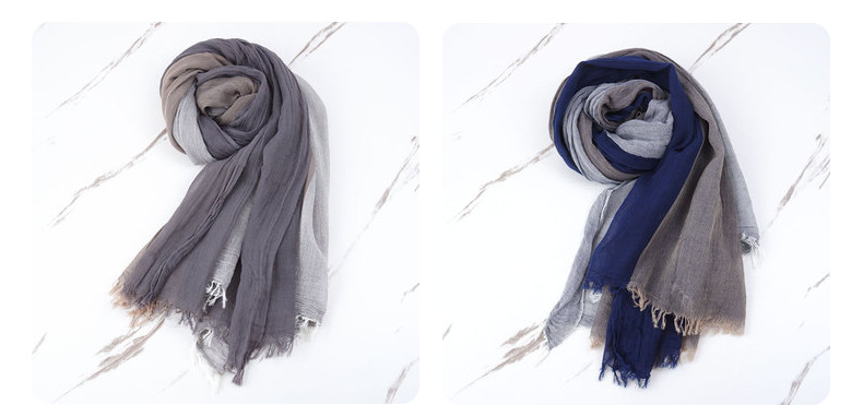 秋冬简约纯棉围巾男士棉麻高级感文艺ing风沙漠披肩跨境批发详情17