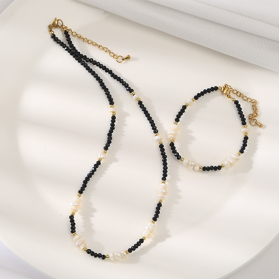 原创款黑尖晶天然巴洛克珍珠项链轻奢饰品小众百搭气质复古锁骨链详情3