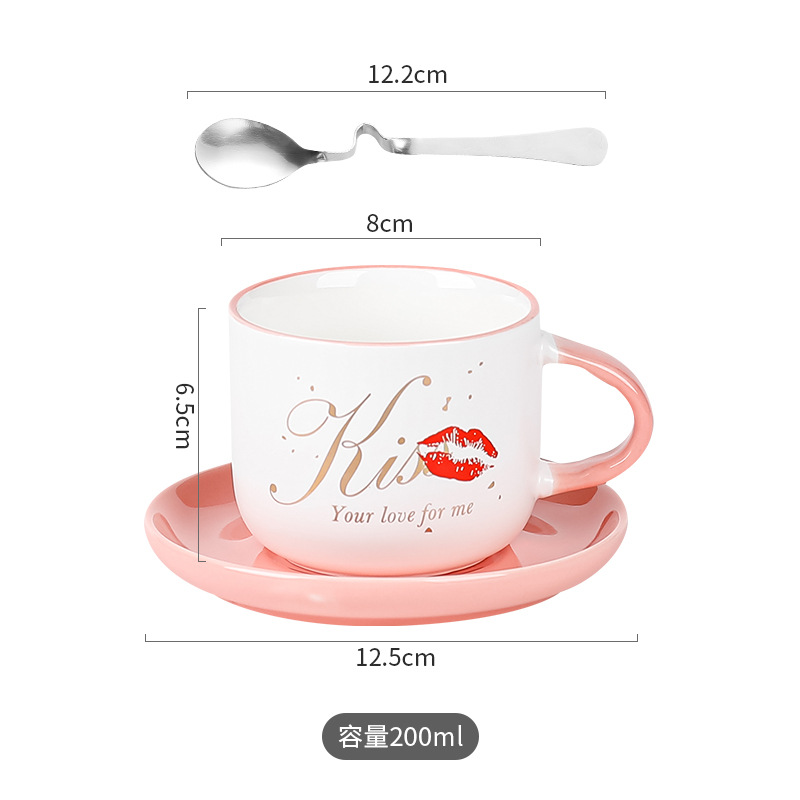 创意个性咖啡杯陶瓷杯耐高温杯碟带勺牛奶杯办公室水杯详情11