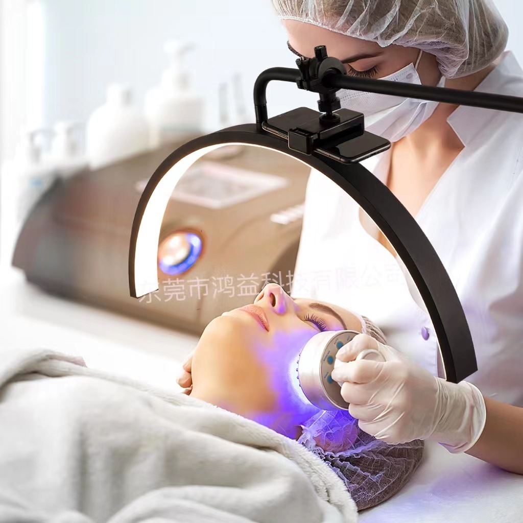 亚马逊半月美容灯 美甲纹绣美睫灯便携式LED纹眉灯U型落地补光灯详情11