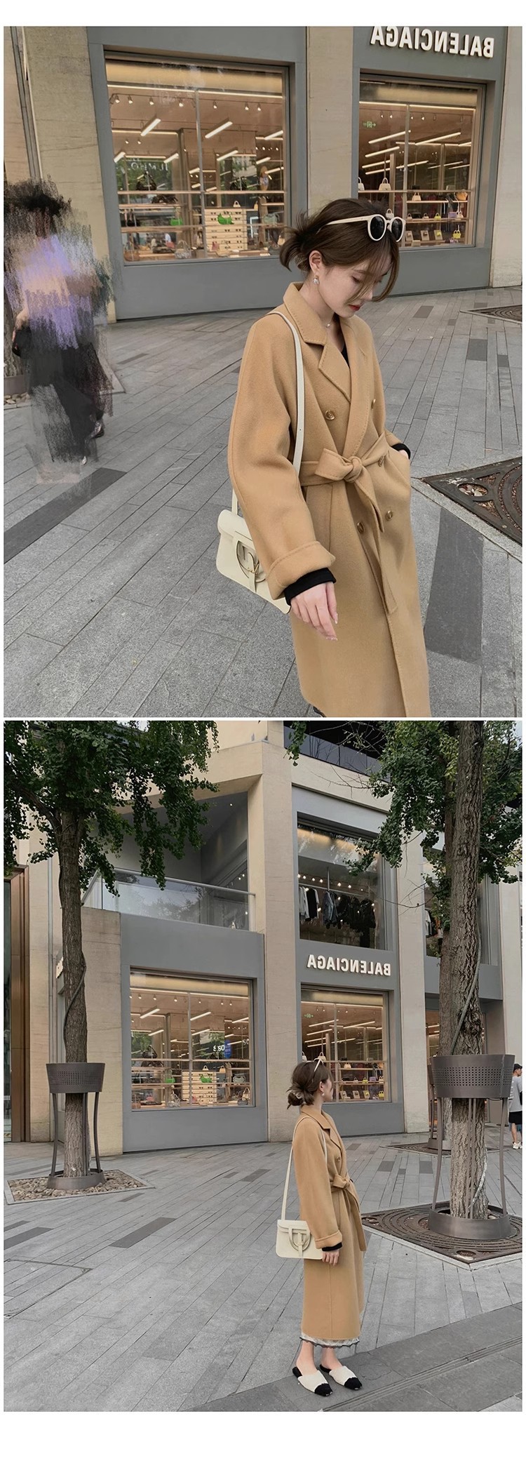 高级感大衣女冬季毛呢外套气质赫本风灰色加厚呢子小香风详情14