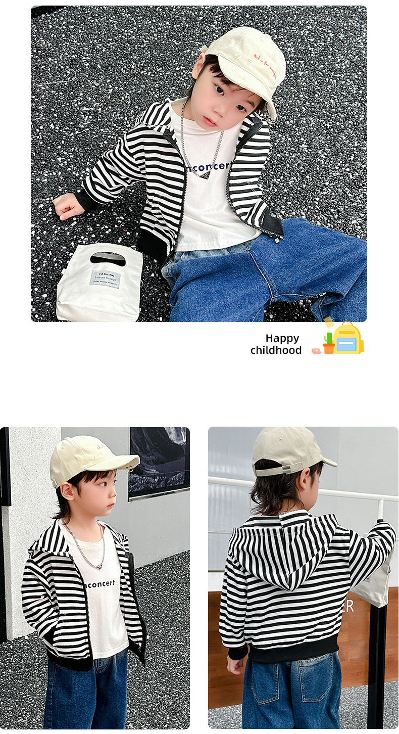 Niños primavera/otoño niños tops hombres bebé zipper abrigos niñas rayas multiplo korean version hoodie hoodies pic 7