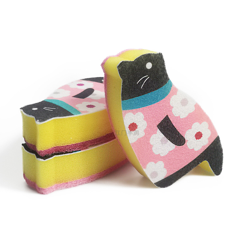 Non-woven fabric printed pattern composite cartoon shape kitchen cleaning sponge, scouring pad block, Christmas dish washing sponge pic 14