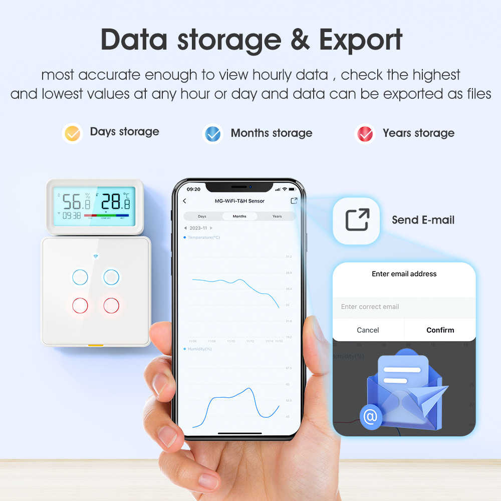 Tuya Smart Home WiFi/zigbee temperature and humidity sensor with time wireless electronic thermometer detection pic 14